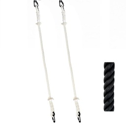 [3109] Suspentes corde coton noire dia:24mm Long:1,5m + maillons (la paire)