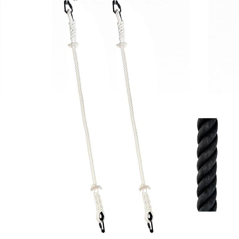 Suspentes corde coton noire dia:24mm Long:1m + maillons (la paire)